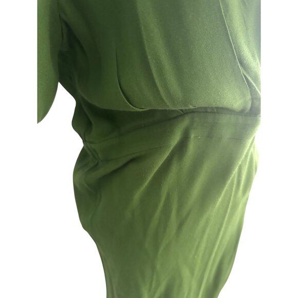 REFORMATION Green Zip Short Sleeve Dress Size Large - Picture 5 of 8